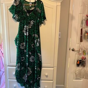 Stunning Floral Green Dress with Unique Flair